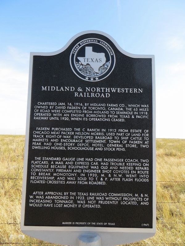 Midland and Northwestern Railroad Marker image. Click for full size.