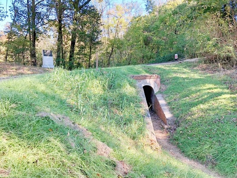 View of marker and Thayer's Approach tunnel. image. Click for full size.
