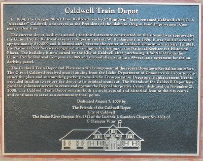 Caldwell Train Depot Marker. Click for full size. Caldwell Train Depot Marker image. Click for full size.