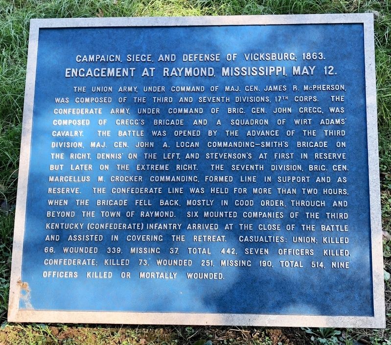Engagement at Raymond, Mississippi, May 12. Marker image. Click for full size.