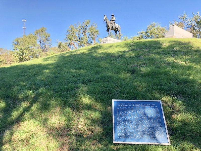 The statue of General U.S. Grant can be seen above the marker. image. Click for full size.