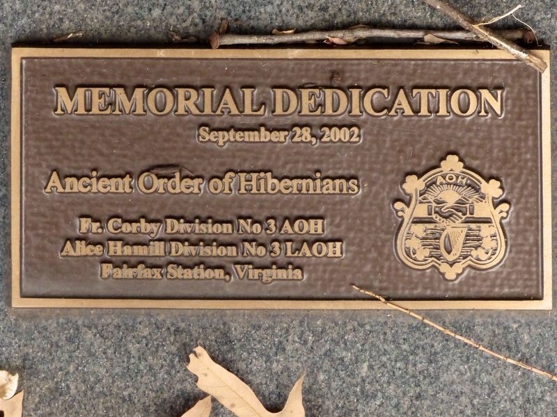 Memorial Dedication<br>September 28, 2002<br>Ancient Order of Hibernians image. Click for full size.