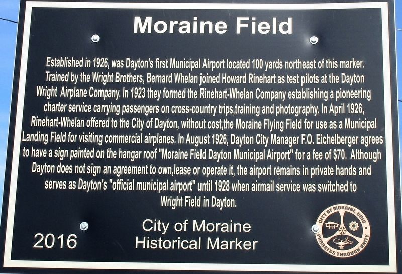 Moraine Field Marker image. Click for full size.