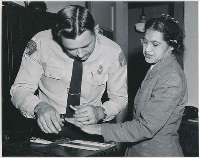 Rosa Parks Being Fingerprinted Again in 1956 image. Click for full size.