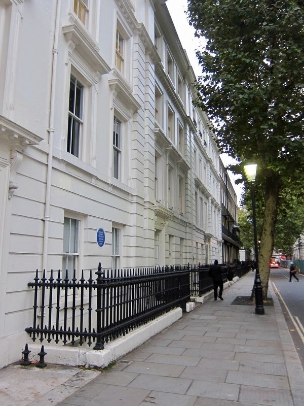 Thomas Henry Wyatt Marker - Wide View, Looking East on Great Russell Street. Click for full size. Thomas Henry Wyatt Marker - Wide View, Looking East on Great Russell Street image. Click for full size.