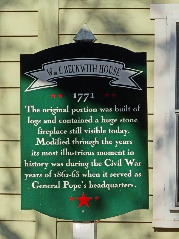 Wm. E. Beckwith House Marker. Click for full size. Wm. E. Beckwith House Marker image. Click for full size.