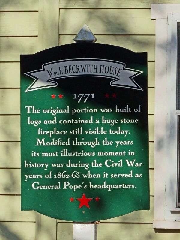 Wm. E. Beckwith House Marker image. Click for full size.