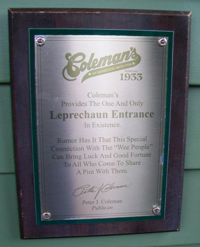 Coleman's Irish Pub Leprechaun Entrance Marker image. Click for full size.