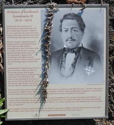Birthplace of Kauikeaouli Marker image. Click for full size.