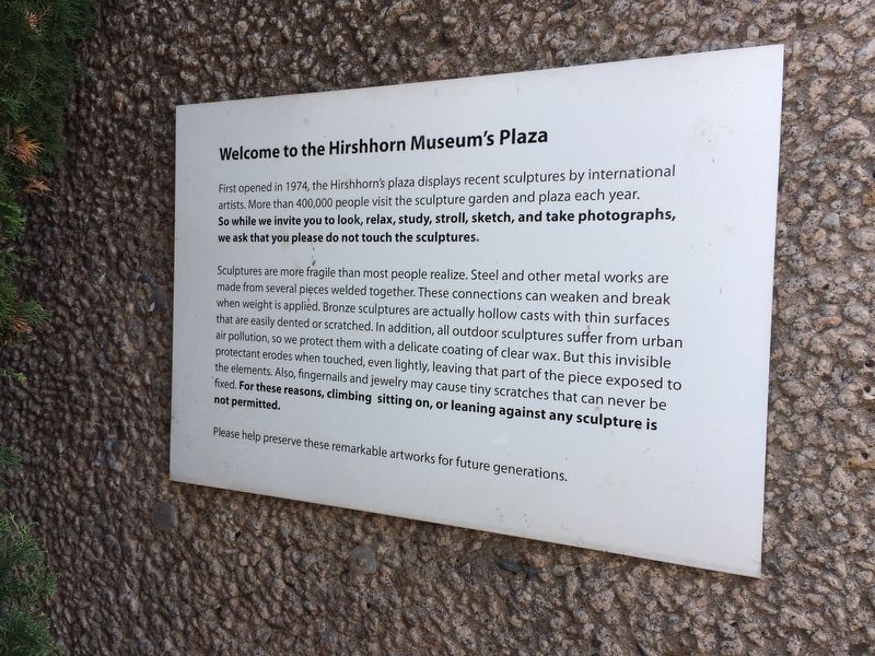 Welcome to the Hirshhorn Museum's Plaza Marker. Click for full size. Welcome to the Hirshhorn Museum's Plaza Marker image. Click for full size.