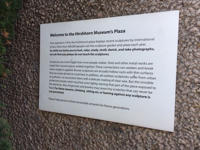 Welcome to the Hirshhorn Museum's Plaza Marker image. Click for full size.
