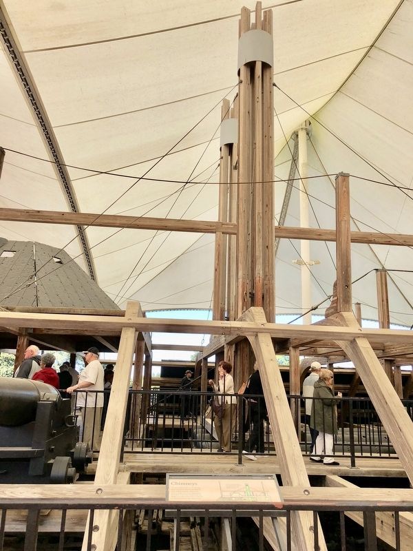 Skeletal reproductions of original chimneys on raised USS <i>Cairo</i>.. Click for full size. Skeletal reproductions of original chimneys on raised USS <i>Cairo</i>. image. Click for full size.
