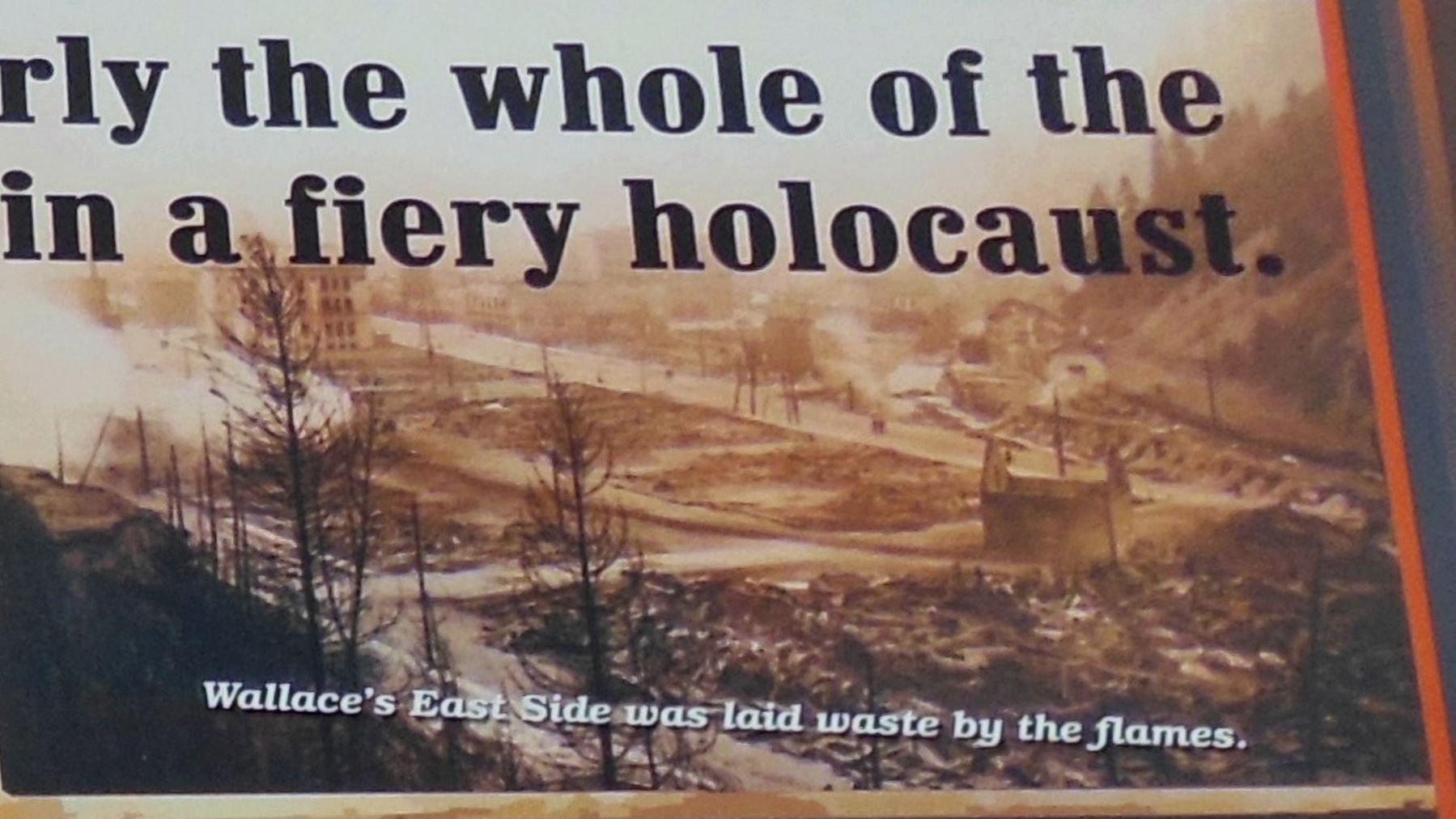 Marker detail: Wallace's East Side was laid waste by the flames image. Click for full size.