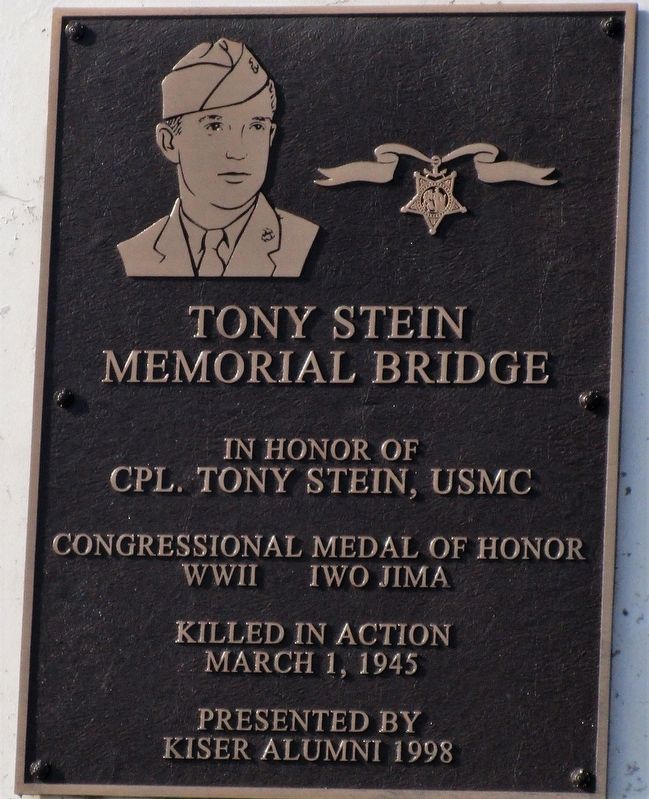 Cpl. Tony Stein Memorial Bridge Marker image. Click for full size.