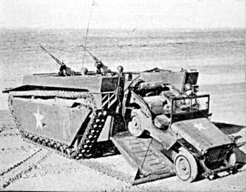 LVT unloading a Jeep image. Click for full size.