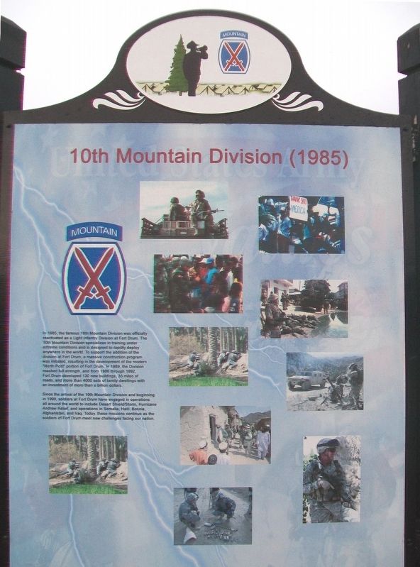 10th Mountain Division (1985) Marker. Click for more information. 10th Mountain Division (1985) Marker image. Click for more information.