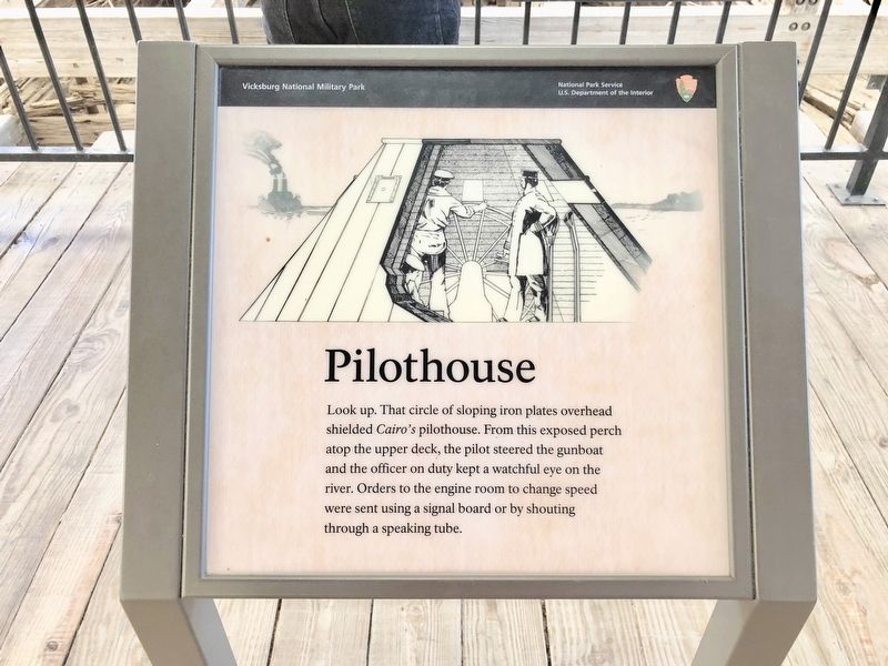Pilothouse - USS <i>Cairo</i> Marker. Click for full size. Pilothouse - USS <i>Cairo</i> Marker image. Click for full size.