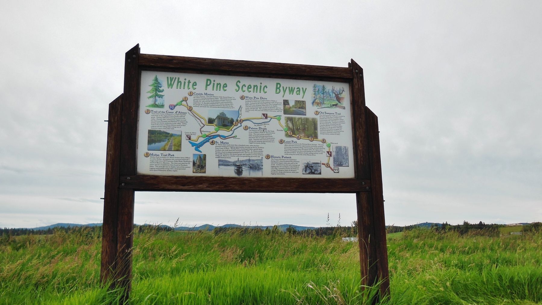 White Pine Scenic Byway Marker (<i>wide view</i>). Click for full size. White Pine Scenic Byway Marker (<i>wide view</i>) image. Click for full size.