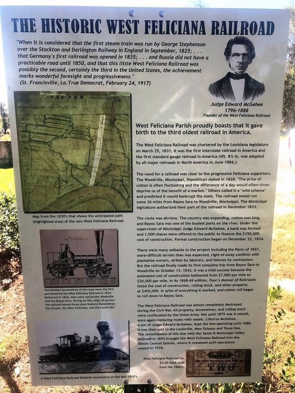 The Historic West Feliciana Railroad Marker image. Click for full size.