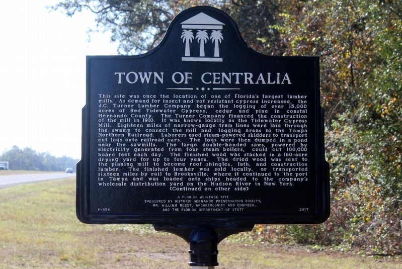 Town of Centralia Marker Side 1 image. Click for full size.