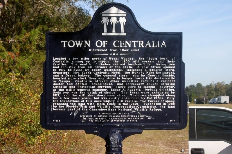 Town of Centralia Marker Side 2 image. Click for full size.