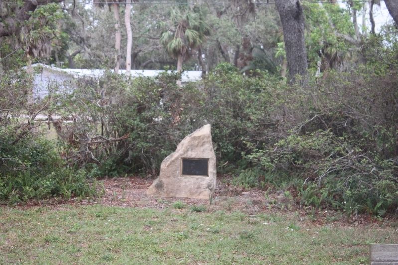 Site of the Blue Heron Hotel and Faith Mission Marker on rock image. Click for full size.