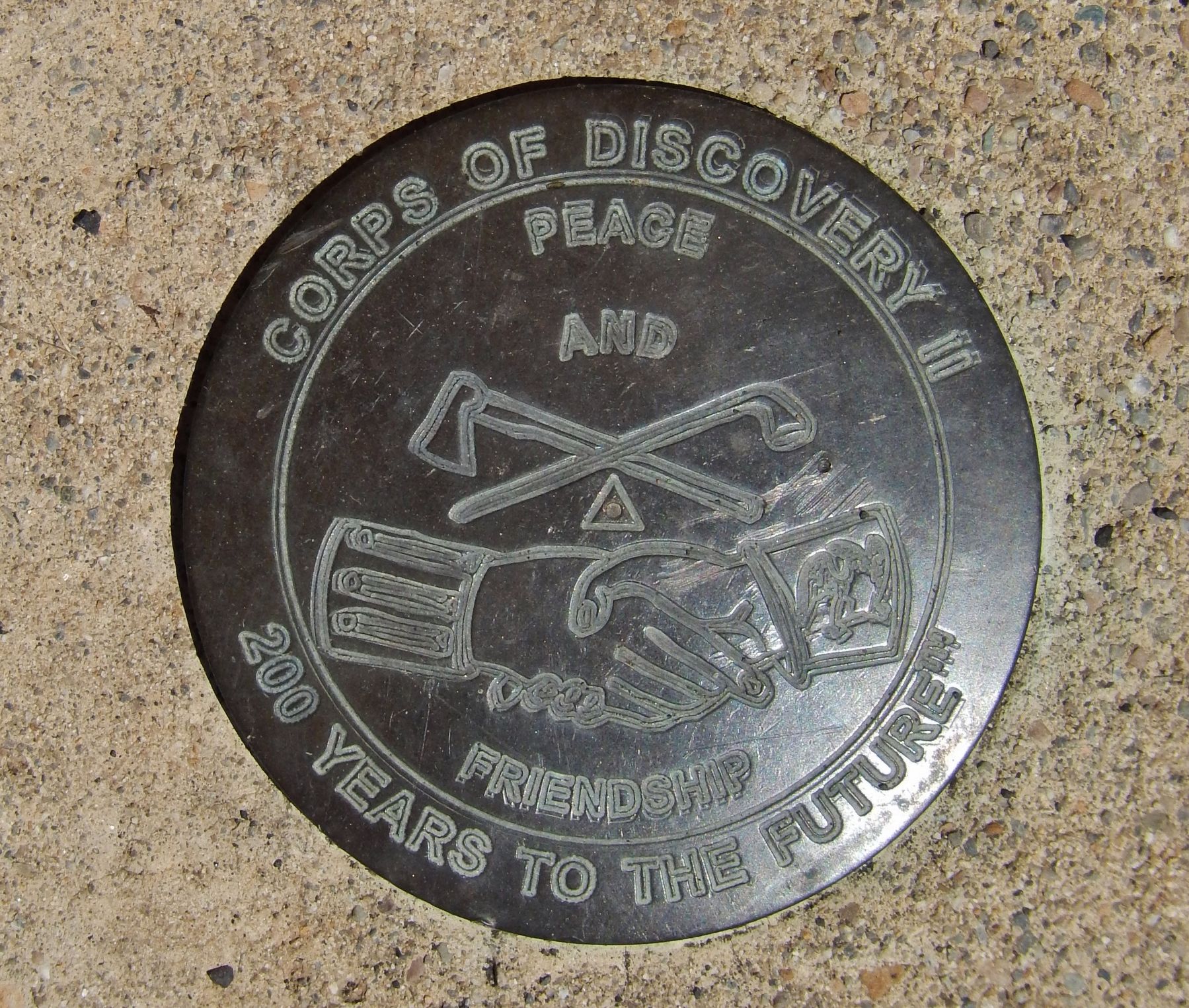 Corps of Discovery Geodetic Survey Marker (<i>next to marker</i>) image. Click for full size.