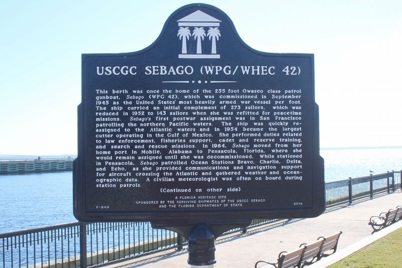 USCGC Sebago (WPG/WHEC 42) Marker Side 1 image. Click for full size.