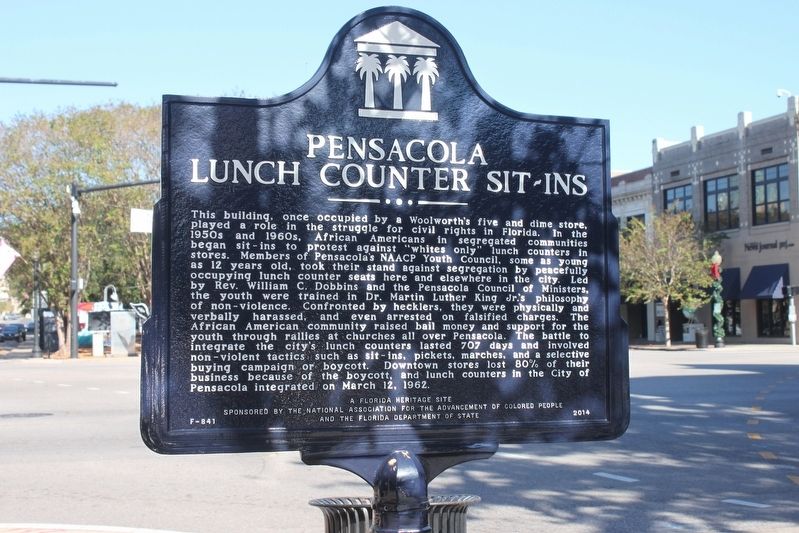 Pensacola Lunch Counter Sit-Ins Marker image. Click for full size.
