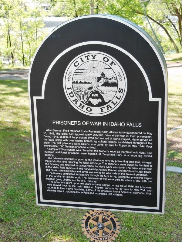 Prisoners of War in Idaho Falls Marker. Click for more information. Prisoners of War in Idaho Falls Marker image. Click for more information.