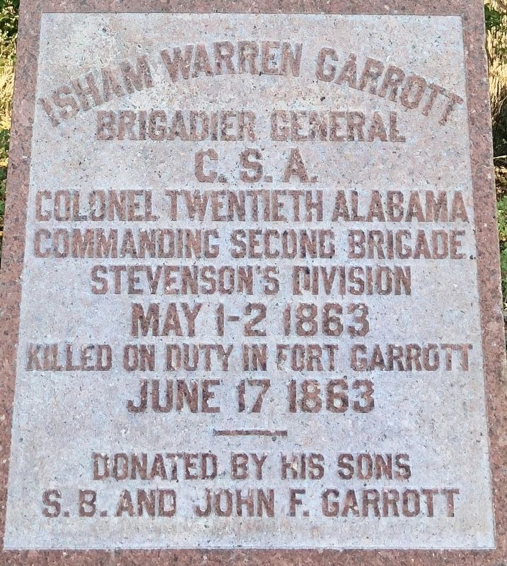 Isham Warren Garrott Marker. Click for full size. Isham Warren Garrott Marker image. Click for full size.