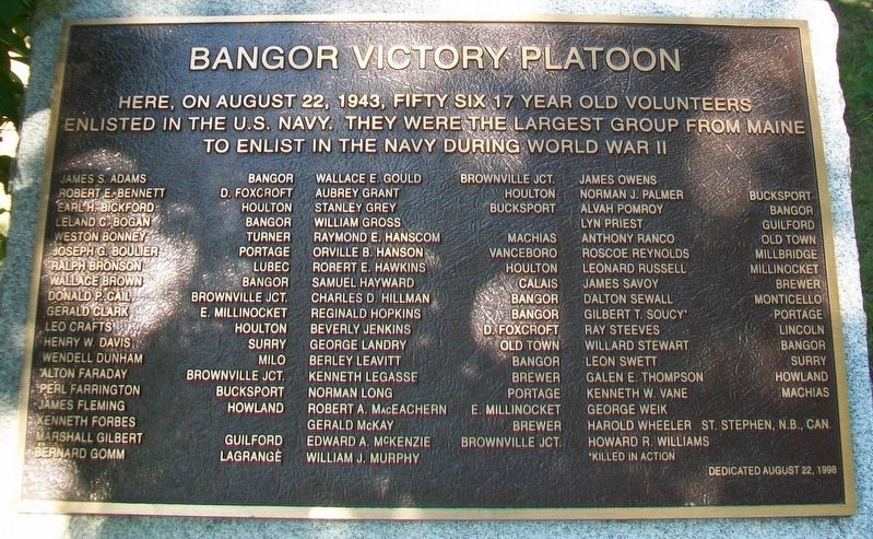 Bangor Victory Platoon Marker image. Click for full size.