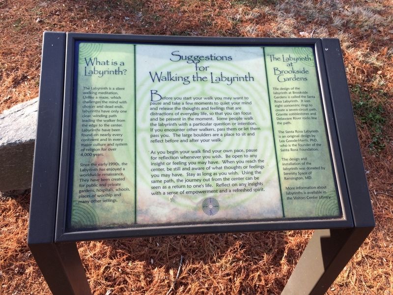 Suggestions for Walking the Labyrinth Marker. Click for full size. Suggestions for Walking the Labyrinth Marker image. Click for full size.