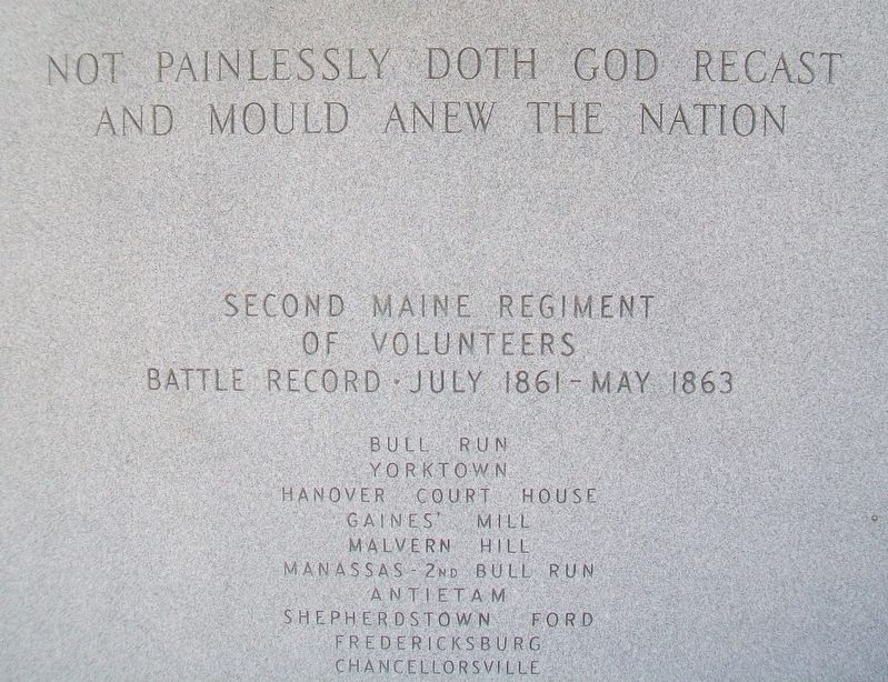 Second Maine Regiment Monument Inscription. Click for full size. Second Maine Regiment Monument Inscription image. Click for full size.