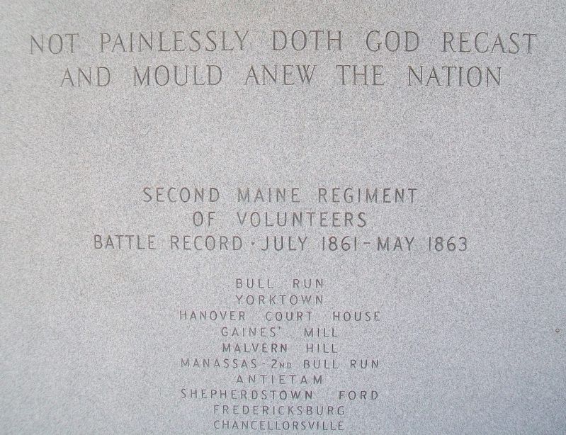 Second Maine Regiment Monument Inscription image. Click for full size.