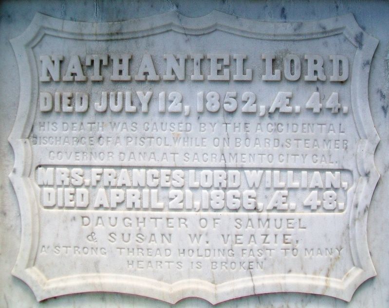 Nathaniel Lord Grave Marker image. Click for full size.