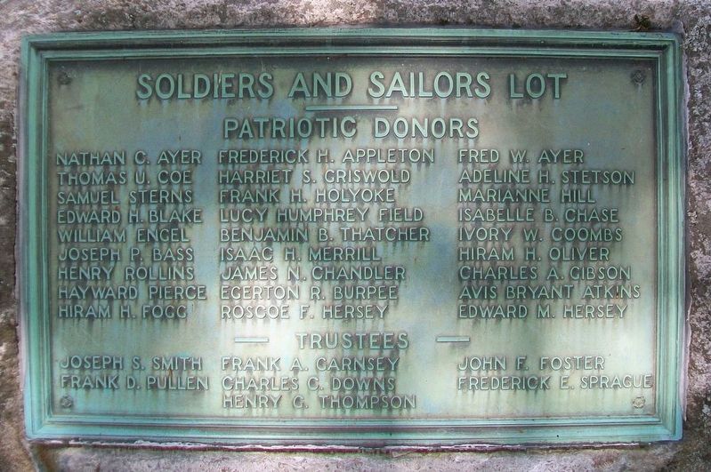 Soldiers and Sailors Lot Marker. Click for full size. Soldiers and Sailors Lot Marker image. Click for full size.