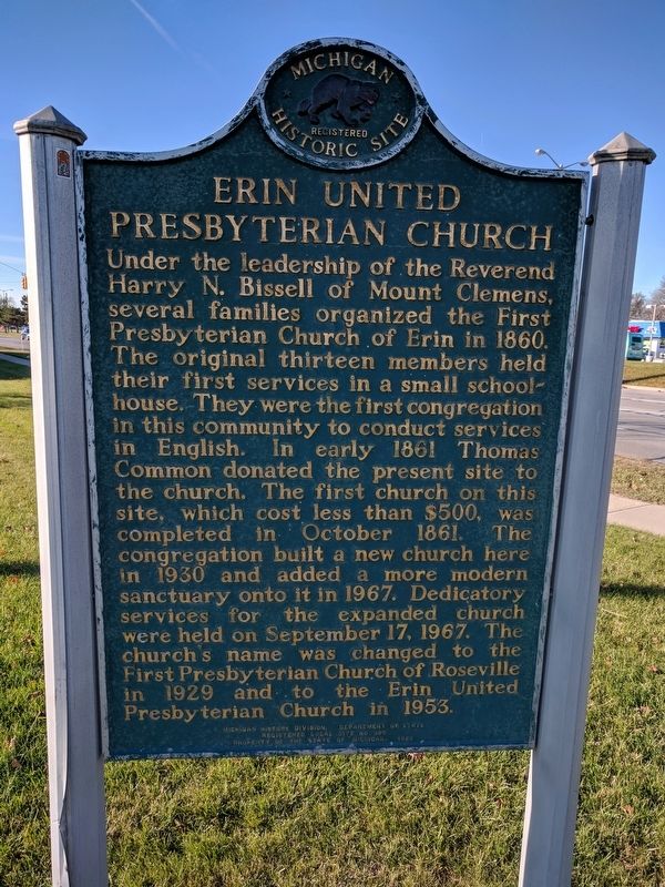 Erin United Presbyterian Church Marker image. Click for full size.