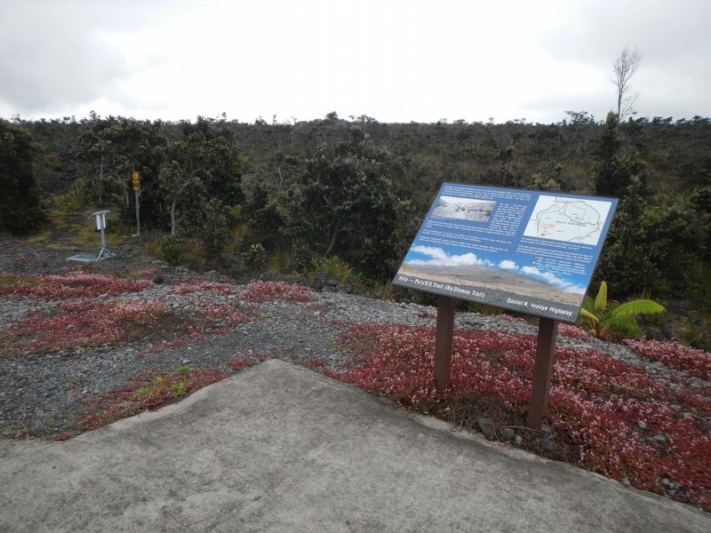 Hilo -- Pu'u'ō'ō Trail (Ka'ūmana Trail) and Marker. Click for full size. Hilo -- Pu'u'ō'ō Trail (Ka'ūmana Trail) and Marker image. Click for full size.