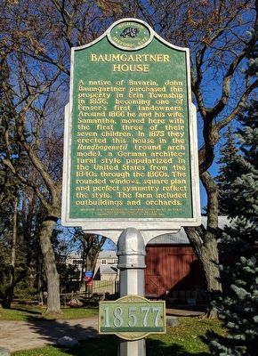 Baumgartner House Marker. Click for full size. Baumgartner House Marker image. Click for full size.