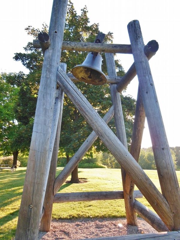 Old Mission Bell (<i>Bell supported on stand adjacent to marker</i>) image. Click for full size.