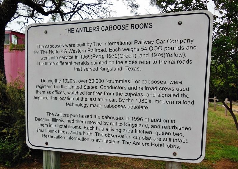The Antlers Caboose Rooms Marker. Click for full size. The Antlers Caboose Rooms Marker image. Click for full size.