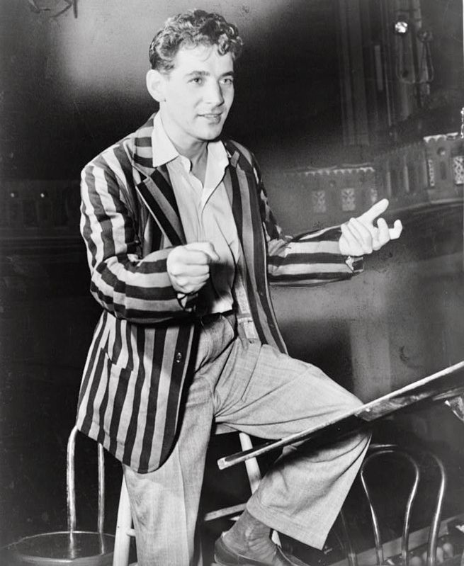 <i>Leonard Bernstein, young conductor & musical director of New York City Symphony</i> image. Click for full size.