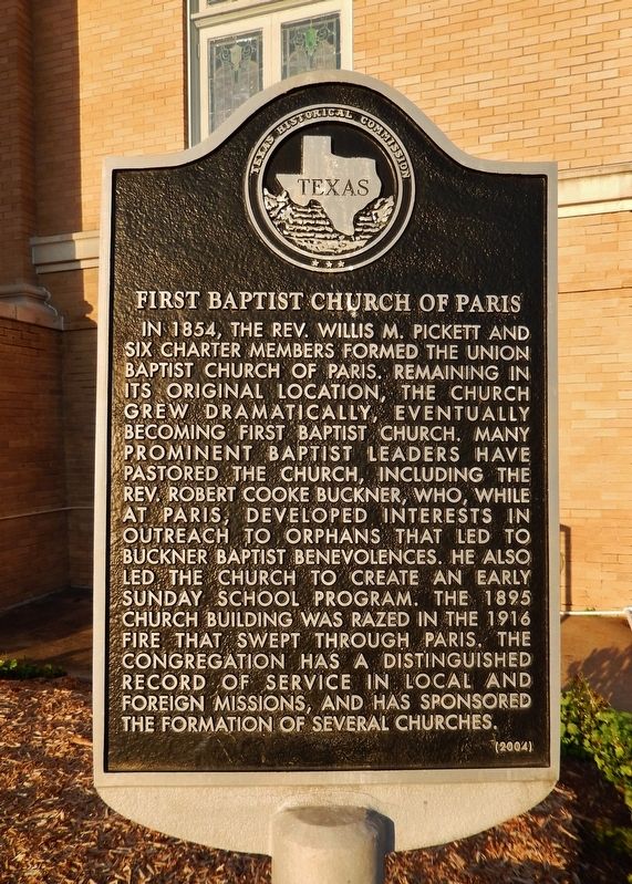 First Baptist Church of Paris Marker image. Click for full size.