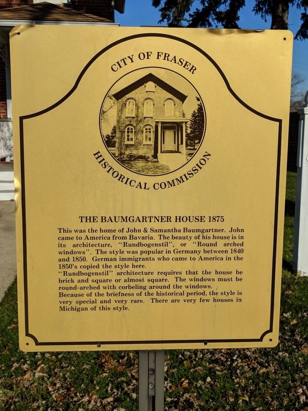 The Baumgartner House 1875 Marker image. Click for full size.