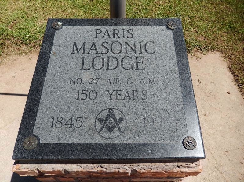 Paris Masonic Lodge Sesquecentennial Tablet. Click for full size. Paris Masonic Lodge Sesquecentennial Tablet image. Click for full size.