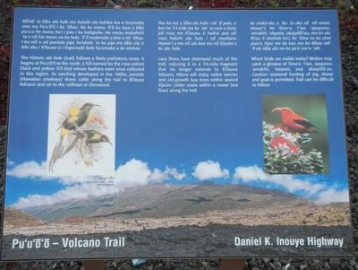 Pu'u'ō'ō - Volcano Trail Marker. Click for full size. Pu'u'ō'ō - Volcano Trail Marker image. Click for full size.