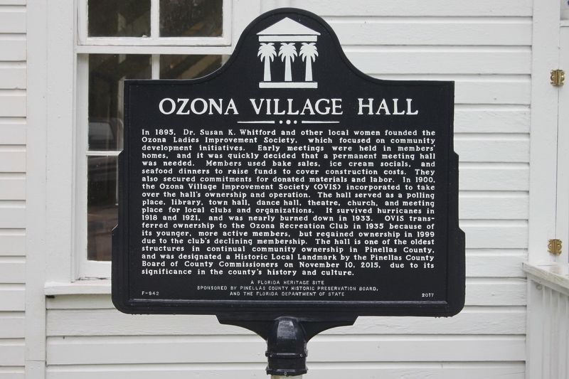 Ozona Village Hall Marker image. Click for full size.