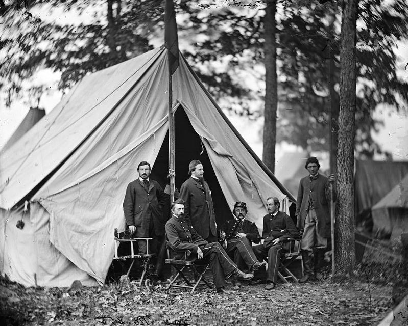 Letterman (seated at left) and staff, Warrenton, Virginia, 1862. Click for full size. Letterman (seated at left) and staff, Warrenton, Virginia, 1862 image. Click for full size.