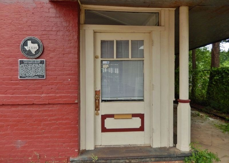 Ginocchio Hotel and Restaurant Marker (<i>wide view</i>). Click for full size. Ginocchio Hotel and Restaurant Marker (<i>wide view</i>) image. Click for full size.